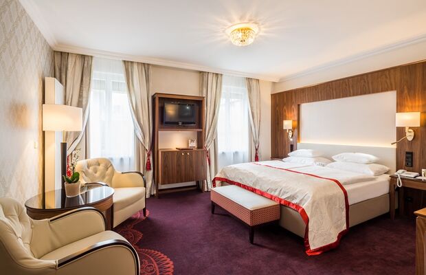 Foto des Bettes im Doppelzimmer Superior im Hotel Stefanie in Wien